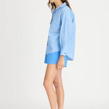 LMND Chiara Long Sleeve Shirt - Pinstripe Powder Blue/Navy