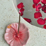 In Time Incense - Hibiscus Ceramic Incense Holder - Sunset Red