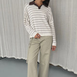 Arcaa Zia Tie Knit Jersey - Cream & Espresso Stripe