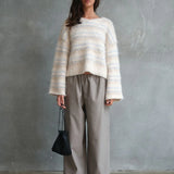 Arcaa Lucca Sweater - Taupe/Blue Stripe