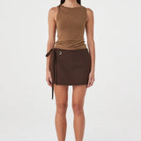 Arcaa Lucia Tie Mini Skirt - Espresso