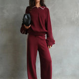 Arcaa Emery Pant - Merlot & Cream