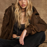 Spell Fontaine Leather Bomber Jacket - Vintage Brown