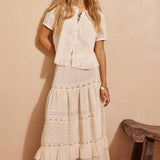 Spell Ines Tiered Maxi Skirt - Light Sand