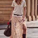 Spell Labyrinth Lace Maxi Skirt - Peach Bliss