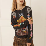 Spell Pajarito Long Sleeve Top - Charcoal