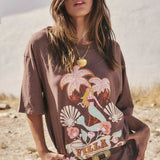 Spell Villa Tropic Oversized Biker Tee - Coffee