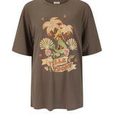 Spell Villa Tropic Oversized Biker Tee - Coffee