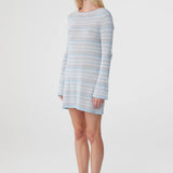 Arcaa Nia Long Sleeve Mini Dress - Dusk Blue Cream Stripe