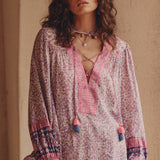Little Bird Lace Up Blouse - Berry