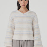 Arcaa Lucca Sweater - Taupe/Blue Stripe