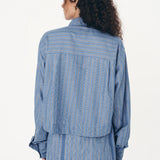 Rowie Cole Stripe Crop Shirt - Lagoon
