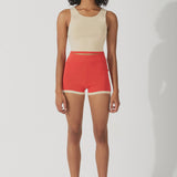 Sand Contrast Organic Cotton Blend Knit Top